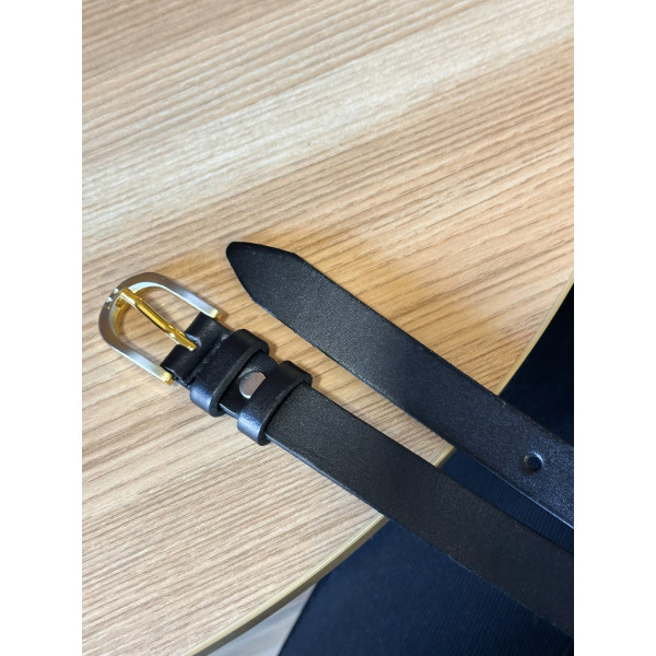 Шкіряний жіночий ремінь в чорному кольорі 6094