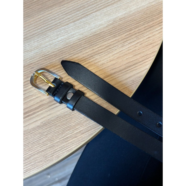 Шкіряний жіночий ремінь в чорному кольорі 6094