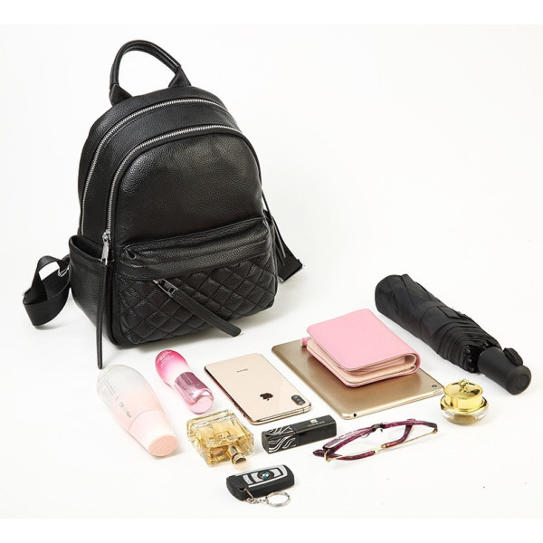 Жіночий шкіряний рюкзак міський 35х26х17, наплічник з натуральної шкіри, чорний