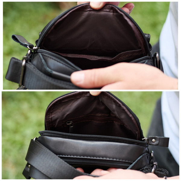 Чоловіча шкіряна сумка, барсетка з натуральної шкіри 23х18х8, сумочка для чоловіків, чорна