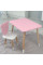 Стіл прямий 46х60х45 і стілець мордочка медведика 26.5х26х25, столик та стільчик для дівчинки, рожевий з білим