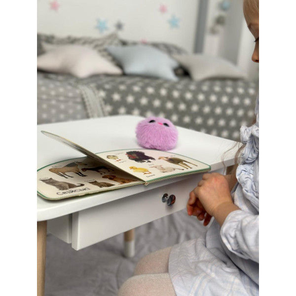 Стіл прямокутний з ящиком 46х60х45 і стілець метелик 26.5х26х25, столик та стільчик в дитячу, білий