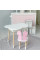 Столик хмаринка з нішею 54х68х50 і стільчик метелик 26.5х26х25, стіл та стілець в дитячу, білий з рожевим