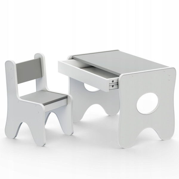 Стільчик для дитячої кімнати 55×37×33 дитячий зручний стілець для ігор, білий з сірим