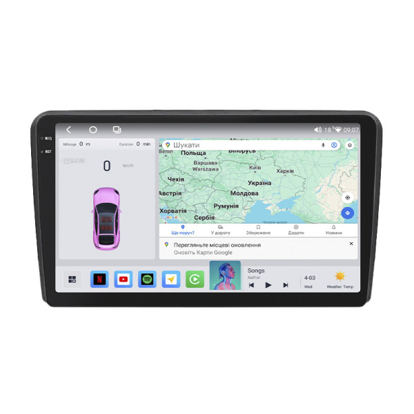 Штатная магнитола Lesko для Audi RS 3 I (8P) 2011-2012 экран 9" 4/64 QLED CarPlay 4G Wi-Fi GPS 360 Prime