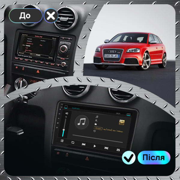 Штатная магнитола Lesko для Audi RS 3 I (8P) 2011-2012 экран 9" 2/32Gb 4G Wi-Fi GPS Top