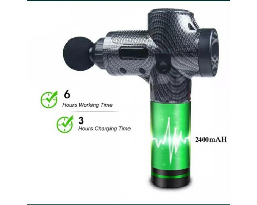 Перкусійний ударний масажер Rlaxyoo S3 Massage Gun  (12 насадок) 30 режимів (Карбон)