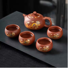 Чайный набор 0321610 Dragon and Phoenix заварник 480 ml + 4 пиалы Brown