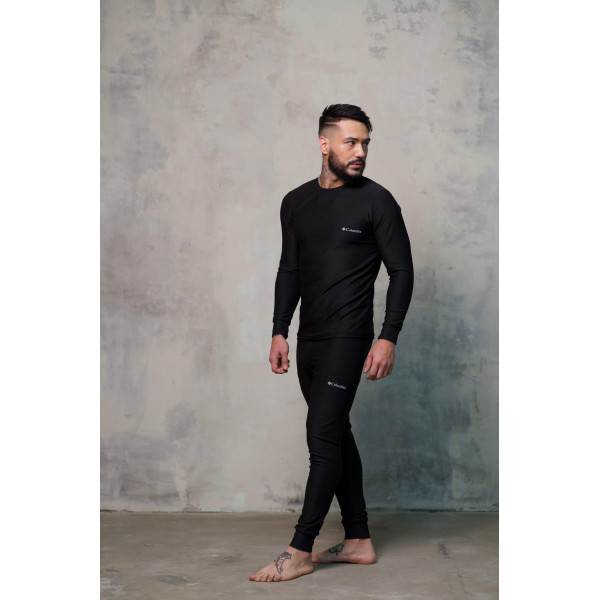 Чоловіча зимова термобілизна чорного кольору на флісі до -25°C. Теплий спортивний термокомплект