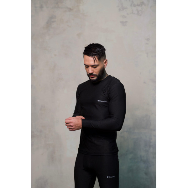 Чоловіча зимова термобілизна чорного кольору на флісі до -25°C. Теплий спортивний термокомплект