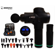 Ударний масажер Boostex PRO MAX для тригерних точок – 30 режимів, 20 насадок, запасна батарея 2500 mAh та кейс у подарунок.