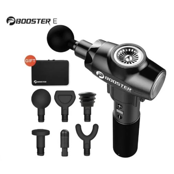 Професійний перкусійний масажер для м'язів Booster E (24V) Чорний — ударний пістолет для зняття напруги та болю.