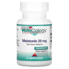 Мелатонін, Melatonin, Nutricology, 20 мг, 60 капсул