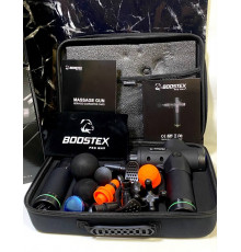 Увага новинка. Ударний перкусійний масажер Boostex PRO MАХ-30 режимів +20 насадок +запасна батарея 2500am/h +кейс (Чорний)