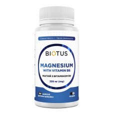 Магній з вітаміном В6, Magnesium with Vitamin B6, Biotus, 399 мг, 100 капсул