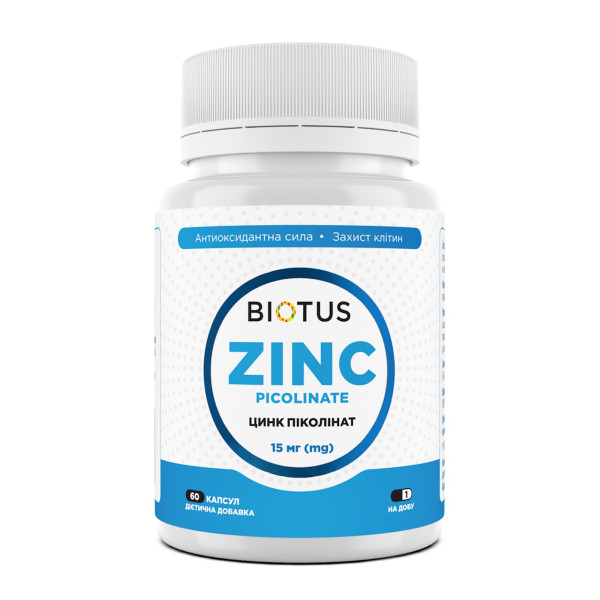 Цинк піколінат, Zinc Picolinate, Biotus, 15 мг, 60 капсул