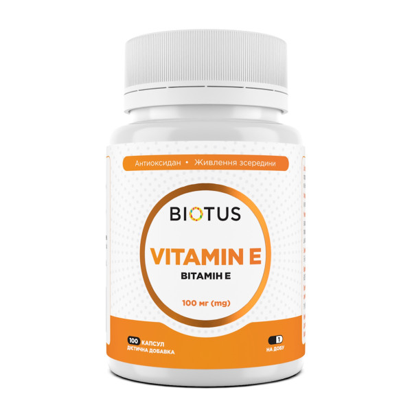 Вітамін Е, Vitamin Е, Biotus, 100 мг, 100 капсул