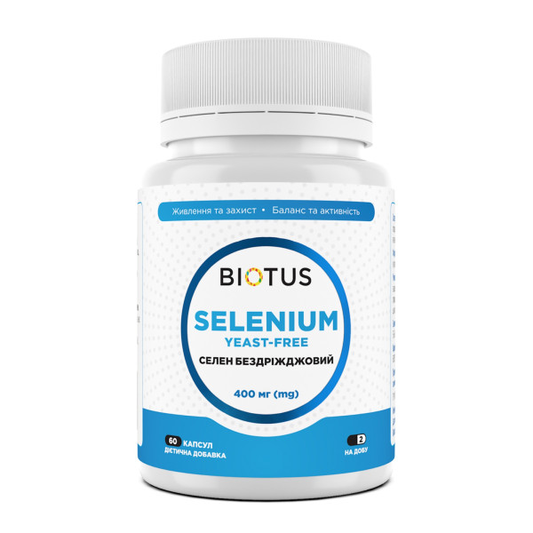 Селен без дріжджів, Selenium, Biotus, 400 мкг, 60 капсул