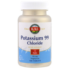 Калій хлорид, Potassium Chloride, KAL, 99 мг, 100 таблеток