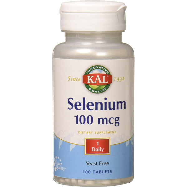 Селен, Selenium, KAL, без дріжджів, 100 мкг, 100 таблеток