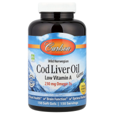 Риб'ячий жир з печінки тріски, Cod Liver Oil, Carlson, лимон, з низьким вмістом вітаміну А, норвезький, 230 мг, 150 гелевих капсул