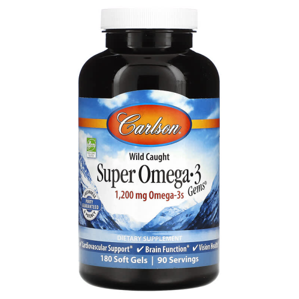 Омега-3 супер, Super Omega-3, Carlson з дикої природи, 180 гелевих капсул