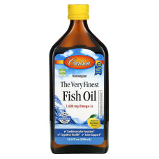 Риб'ячий жир норвезький зі смаком лимона, Norwegian, The Very Finest Fish Oil, Carlson, 1600 мг, зі смаком лимона, 500 мл