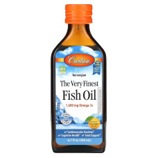 Риб'ячий жир, The Very Finest Fish Oil, Carlson, норвезький, вищої якості, натуральний апельсин, 200 мл