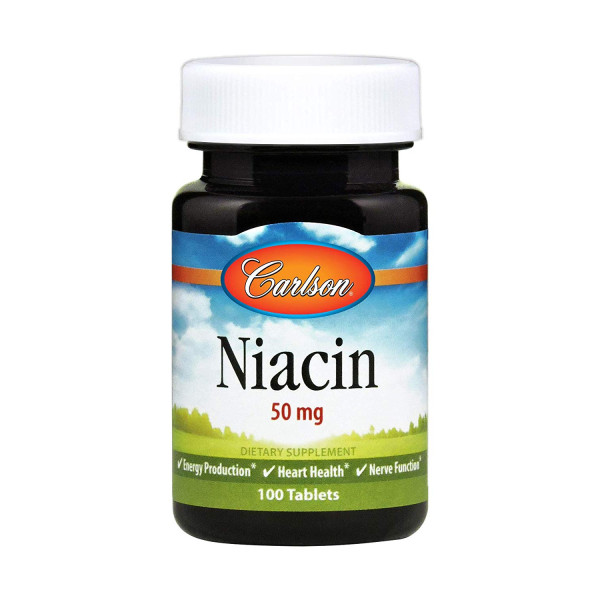 Ніацин (Вітамін В3), Niacin, Carlson, 50 мг, 100 таблеток
