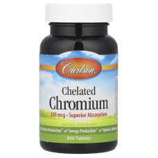 Хром хелат, Chelated Chromium, Carlson, 200 мкг, 300 таблеток