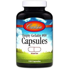 Желатинова капсула велика # 00, Large # 00 Empty Caps, Carlson, порожня, 150 капсул
