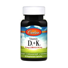 Вітамін D3 і К2, Vitamin D3 + K2, Carlson, 60 вегетаріанських капсул