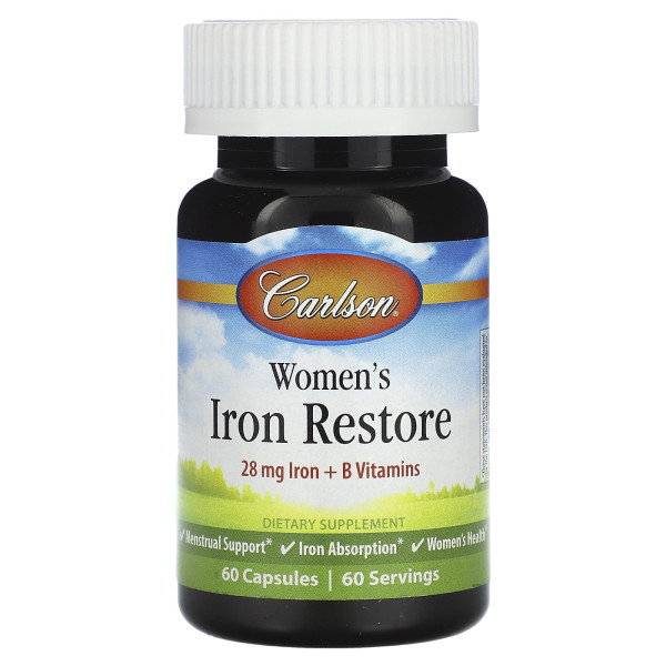 Залізо для жінок, Women's Iron Restore, Carlson, 60 капсул