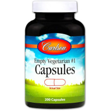 Порожні рослинні капсули №1, Empty Vegetarian #1 Capsules, Carlson, 200 шт