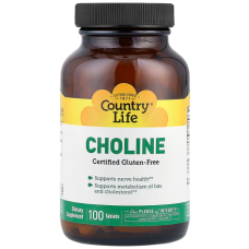 Холін, Choline, Country Life, 266 мг, 100 таблеток