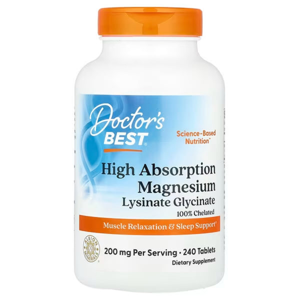 Магній хелат, Magnesium, Doctor's Best, з високим ступенем засвоєння, 200 мг, 240 таблеток (100 мг у таблетці)