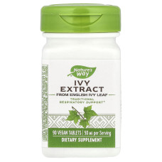 Плющ, Ivy Extract, Nature's Way, екстракт, 50 мг, 90 веганських таблеток (25 мг на таблетку)