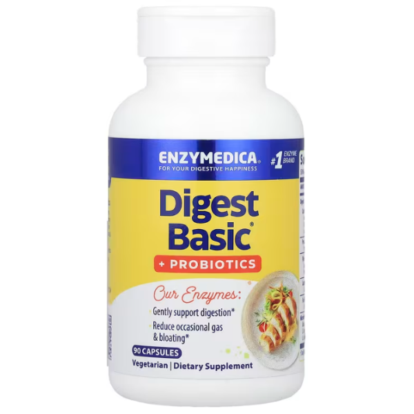 Ферменти та пробіотики, Digest Basic + Probiotics, Enzymedica, 90 капсул