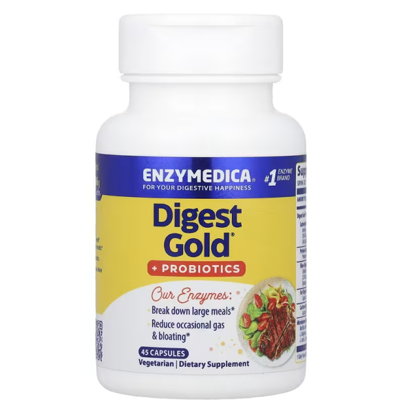 Ферменти і пробіотики, Digest Gold + Probiotics, Enzymedica, 45 капсул