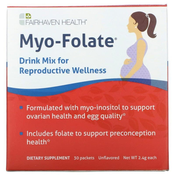 Міо-інозитол для фертильності, Myo-Folate, Fairhaven Health, питна суміш для репродуктивного здоров'я, без ароматизаторів, 30 пакетів по 2.4 г