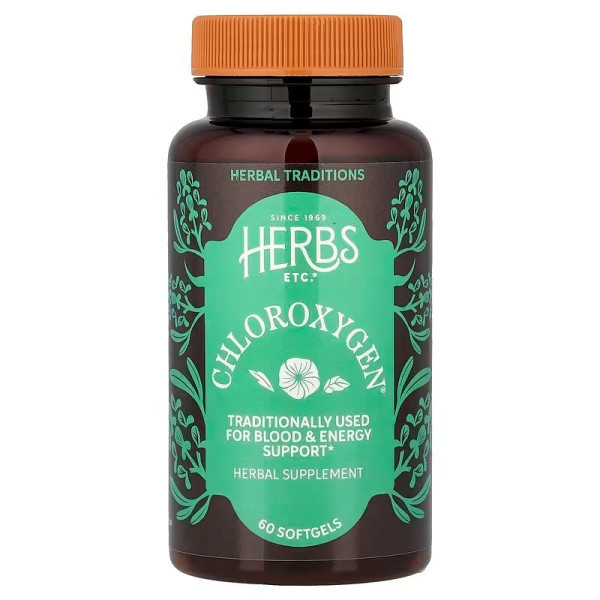 Хлорофіл концентрат, ChlorOxygen, Herbs Etc., 60 гелевих капсул