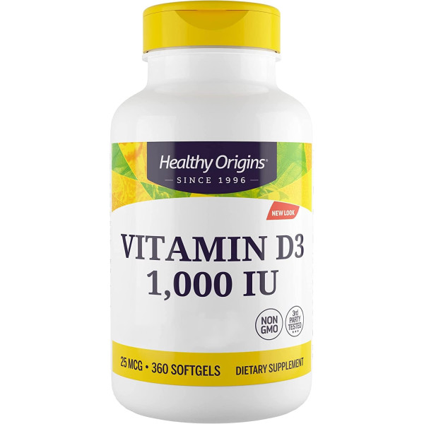 Вітамін D3 в маслі МСТ, Vitamin D3 in MCT Oil, Healthy Origins, 1000 МО, 360 гелевих капсул