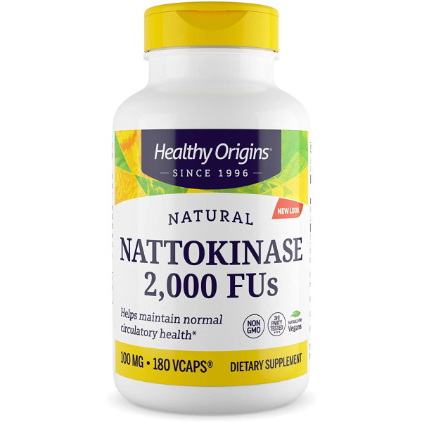 Наттокіназа, Nattokinase 2,000 FU's, Healthy Origins, 100 мг, 180 капсул