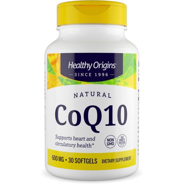Коензим Q10, Healthy Origins, Kaneka Q10 (CoQ10), для здоров'я серця та клітинної енергії, ферментований дріжджами, 600 мг, 30 капсул