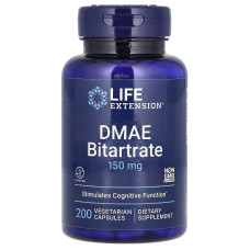 DMAE (Диметиламіноетанол), DMAE Bitartrate, Life Extension, 150 мг, 200 капсул