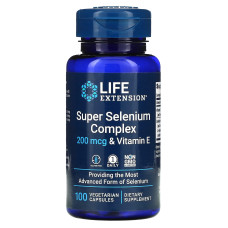 Селен із вітаміном Е, суперкомплекс, Super Selenium Complex & Vitamin E, Life Extension, 200 мкг, 100 вегетаріанських капсул