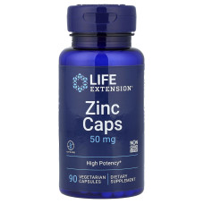 Цинку цитрат, Zinc Caps, Life Extension, високоефективний, 50 мг, 90 вегетаріанських капсул