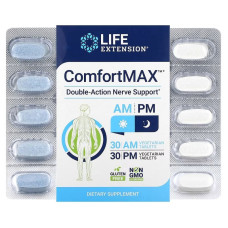 Комфорт макс, ComfortMax, Life Extension, подвійна дія для підтримки нервової системи, для ранку та вечора, 60 вегетаріанських таблеток