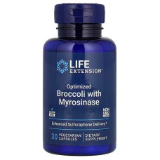 Брокколі з мірозиназою, Optimized Broccoli with Myrosinase, Life Extension, оптимізована суміш, 30 вегетаріанських капсул