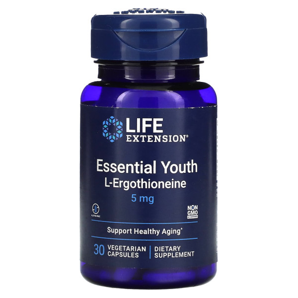 L-ерготіонеїн, Essential Youth L-Ergothioneine, Life Extension, підтримка молодості, 5 мг, 30 вегетаріанських капсул